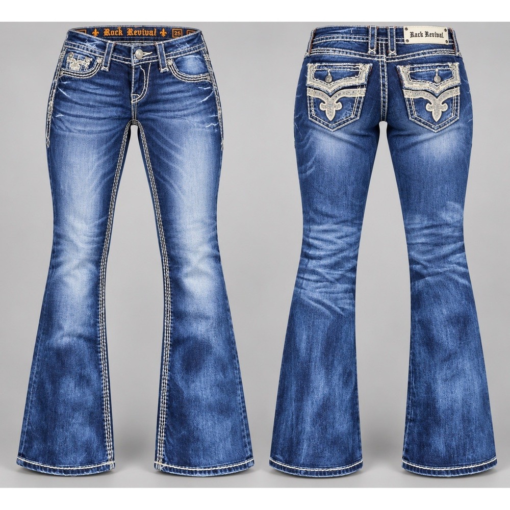 Rock Revival Jeans Womens 25x30 kai medium boot Rhinestone Embellished Y2K